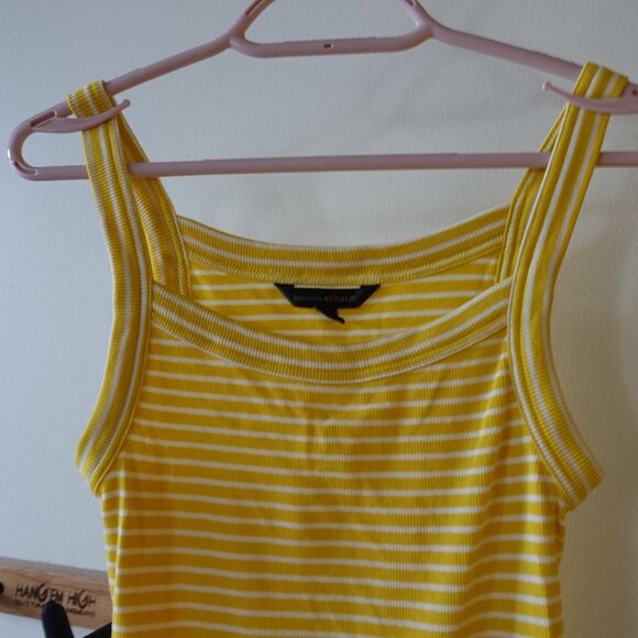 BR Banana Republic "the 90s tank" yellow stripe ribbed tank top S SM Small - Picture 3 of 11